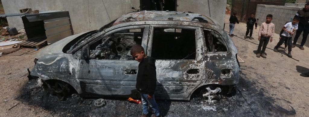 burnt car Palestine